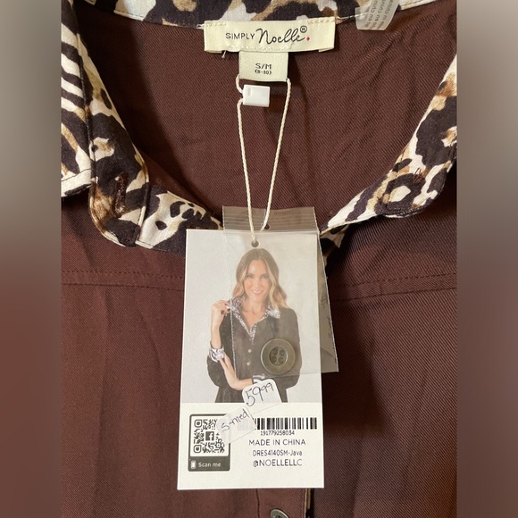 Simply Noelle - Collared Dress with Pockets! Chocolate Brown🍫 with Animal Print - Picture 6 of 7